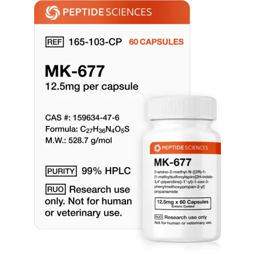 MK-677 (Ibutamoren) 12.5 mg - Peptide Sciences USA Research Peptides
