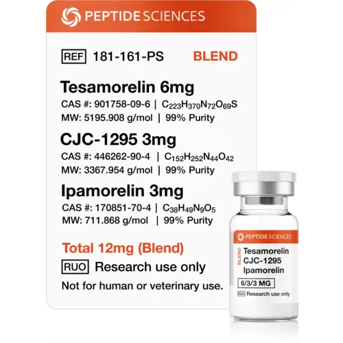 Tesamorelin / CJC1295 / Ipamorelin 12 mg - Peptide Sciences USA Research Peptides